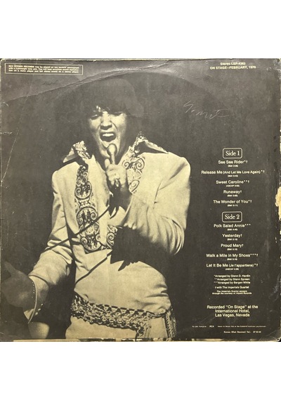 Elvis Presley On Stage February, 1970 Lp Plak