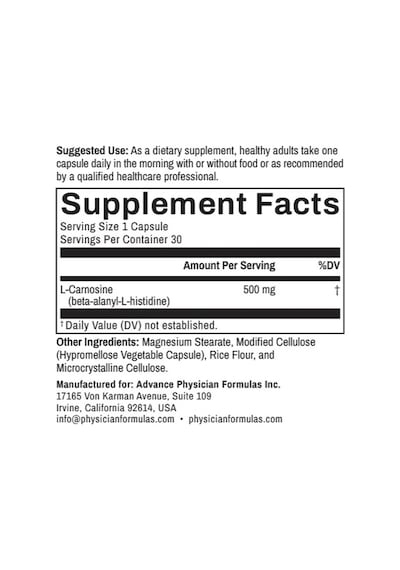 L-carnosine 500 Mg 30 Veg. Capsules