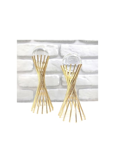 Gold Kaplama Metal 2'li Set Salon Burgu Kristal Cam Toplu Dekor 1 Takım