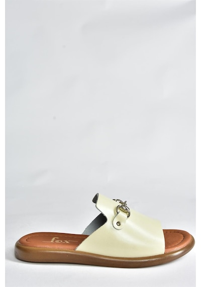 Fox Shoes Bej Hakiki Deri Günlük Kadın Terlik P291009303