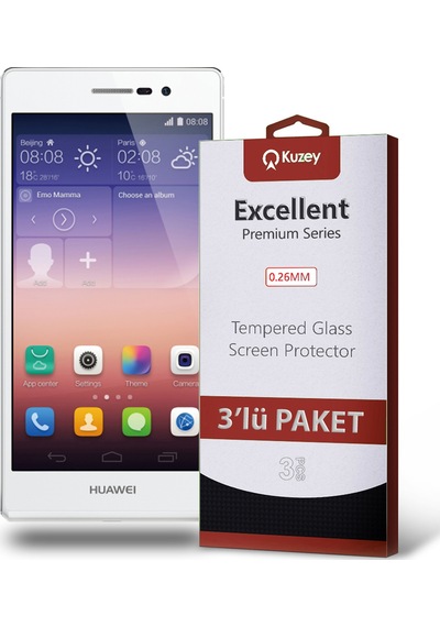 Huawei P7 ile Uyumlu Kırılmaz Cam Ekran Koruyucu Ekonomik 3'lü Paket