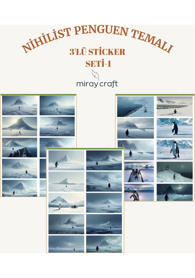 Nihilist Penguen Temalı 3 Lü Sticker Seti Felsefi & Minimal İllüstrasyonlar 12 17 Cm Diğer