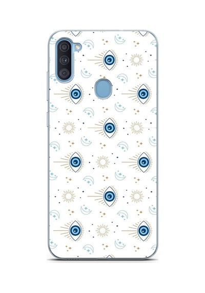 Samsung Galaxy A11-m11 Uyumlu Nazar Boncuğu Güneş Ve Hilal Baskılı Silikon Kılıf Renkli