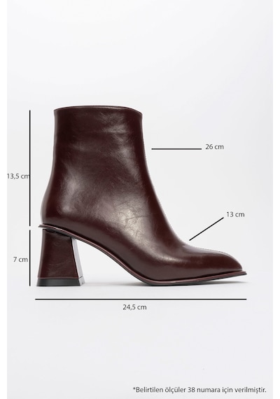Luvishoes Luvi Shoes Alba Bordo Cilt Kadın Kalın Topuklu Bot Bordo