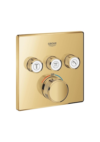 Smartcontrol Akış Kontrollü Ankastre Termostatik Banyo Bataryası 3 Yollu, Sıva Üstü Grubu , A Altın