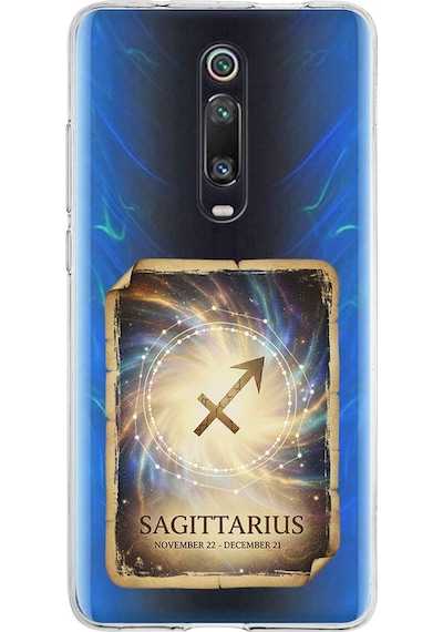 Xiaomi Mi 9t İle Uyumlu Burç Kartları Yay Tasarımlı Şeffaf Silikon Kılıf Şeffaf