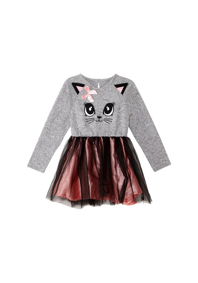 Denokids Tüllü Ponçik Kız Çocuk Elbise Renkli Çok Renkli