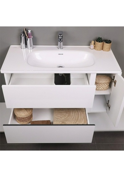Kobos Linear 100 Cm Banyo Dolabı Seti Bianco Beyaz Kobos Linear 100 Cm Banyo Dolabı Seti Bianco Beyaz