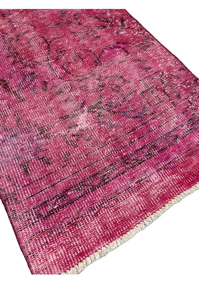 El Dokuma Vintage Yolluk 72x280 Düz Pembe Eskitme Yün Halı Pembe