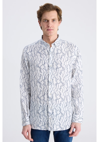 D'S Damat Ds Damat Comfort Beyaz Baskılı %100 Keten Gömlek 4hc02ap372650 Çok Renkli