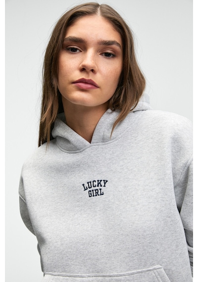 Grımelange YUMEA Kadın Oversize Kapüşonlu Baskılı Grimelanj Sweatshirt