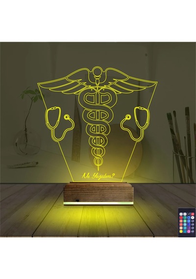 Luvivia Doktor Tıp Logo Kişiye Özel 3d Lamba - Masa Gece Lambası V2 Şeffaf