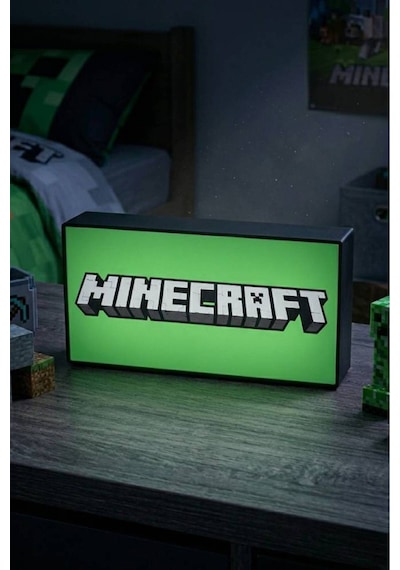 Minecraft Logolu Dekoratif Aydınlatma Gece Lambası 24x13cm Çok Renkli