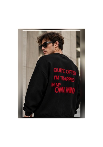 Velora Grup Unisex Yıldız Desenli Oversize Bisiklet Yaka Triko Şık Kazak Siyah - 938183299 Siyah