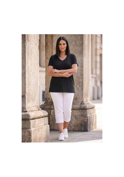 Hanezza Kadın Büyük Beden V Yaka Yanı Yırtmaçlı Pamuklu Viskon T- Shirt Serifikalı Kumaş Siyah - 30798238 Siyah Hanezza Kadın Büyük Beden V Yaka Yanı Yırtmaçlı Pamuklu Viskon T- Shirt Serifikalı Kumaş Siyah - 30798238 Siyah