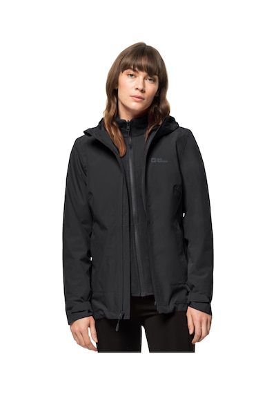 Jack Wolfskin Moonrise 3IN1 Kadın Su Geçirmez Outdoor Mont Siyah