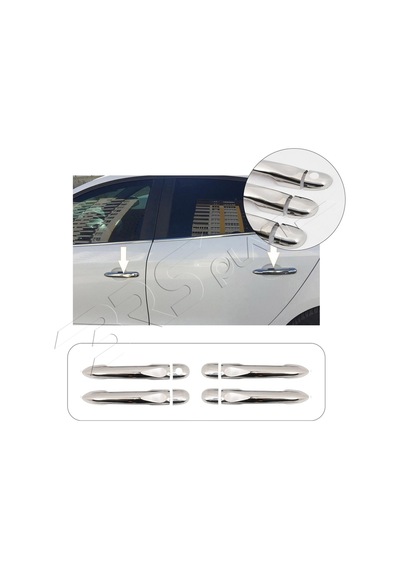 Renault Scenic-grand Scenic 3 Uyumlu 2010 Ve Üzeri Krom Kapı Kolu 4 Kapı Anahtar Delikli Paslanmaz Çelik
