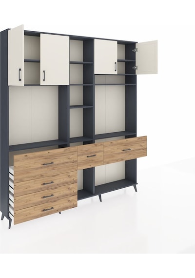 Arges Dolap 11 Raflı 6 Çekmeceli 4 Kapaklı 220x30x243 Antrasit-aytaşı/çam Aytası/atlas Çam Arges Dolap 11 Raflı 6 Çekmeceli 4 Kapaklı 220x30x243 Antrasit-aytaşı/çam Aytası/atlas Çam
