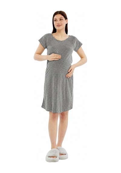 Luvmabelly Myra9585 Yandan Çıt Çıtlı Hamile Geceliği Siyah