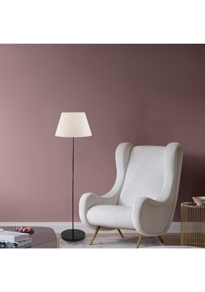 Flora Tekli Beyaz Şapkalı Siyah Dekoratif Modern Tasarım Retro Salon Lambader