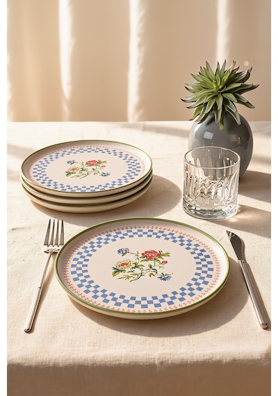 Keramika Rose Line Nordic Pasta Tabağı 22 Cm 4 Adet 22911 Beyaz
