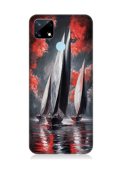 Realme C17 Uyumlu Yelkenli Yolculuk Desenli Silikon Kılıf