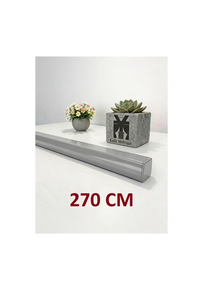 Gri Dekoratif Ray Alüminyum 2 Kanallı Dekoratif Metal Perde Kornişi Gri270cm - 856228823 Gri270cm