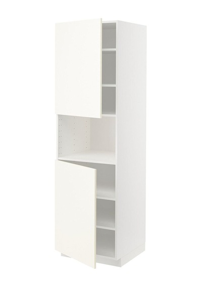 Mikrodalga Fırın Boy Dolabı, Vallstena Beyaz, 60x60x200 Cm, 2 Kapaklı