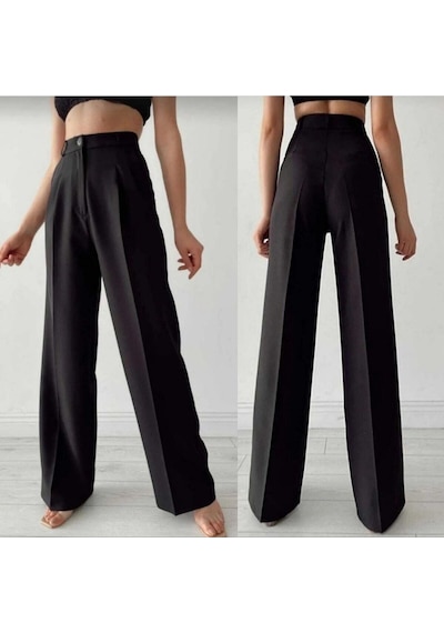 Gülen Butik Plazzo Pantolon Siyah