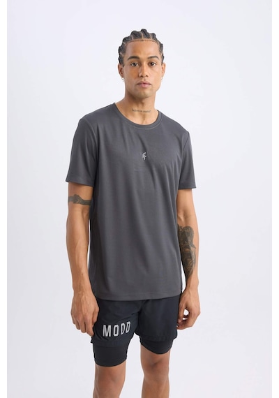 DeFactoFit Hızlı Kuruyan Slim Fit Dar Kesim Bisiklet Yaka Baskılı Sporcu Kısa Kollu Tişört X6142AZ25SPAR231
