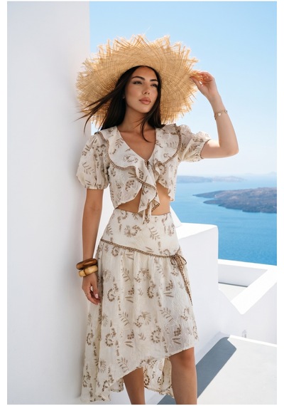 Fashion Cocktail Nakışlı İşlemeli Güpürlü Önden Bağlamalı Balon Kol Crop Bluz Ve Yırtmaçlı Asimetrik Uzun Yırtmaç Efekt Etek Yazlık Romantik Vintage Retro Bohem İkili Takım Kadın Set kahverengi Fashion Cocktail Nakışlı İşlemeli Güpürlü Önden Bağlamalı Balon Kol Crop Bluz Ve Yırtmaçlı Asimetrik Uzun Yırtmaç Efekt Etek Yazlık Romantik Vintage Retro Bohem İkili Takım Kadın Set kahverengi
