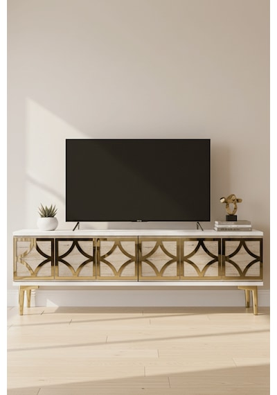 Tsa1237btg - Lemtv120 Tv Stand, Tv Sehpası Beyaz - Traverten - Gold 120cm Tsa1237btg - Lemtv120 Tv Stand, Tv Sehpası Beyaz - Traverten - Gold 120cm