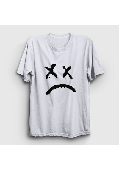 Presmono Unisex Sad Face Lil Peep T-shirt Beyaz