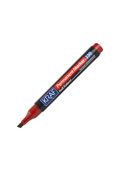 Kraf 230 Kesik Uçlu Permanent Koli Kalemi - Kırmızı