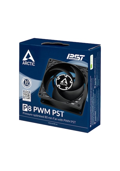 Arctic P8 Pwm Pst 80Mm Siyah Kanat Siyah Çerçeve Kasa Fanı