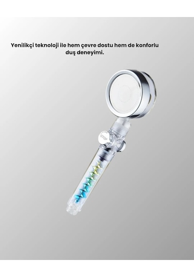 Start Stop Kontrollü El Duşu Basınçlı, Su Tasarruflu, Sağanak Yağmur Deneyimi Gümüş