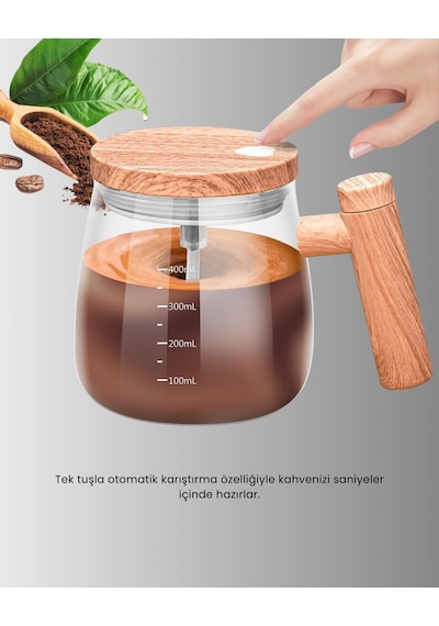 Isıtıcılı Manyetik Karıştırıcı Kupa 400 Ml C Tipi Şarjlı Akıllı Tasarım Ahşap