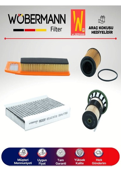 Wöbermann Fiat 500L 1.3 D Multijet Filtre Bakım Seti 2012-2020 4'lü Karbonlu