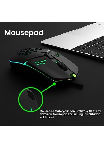 Ms105 Kablolu 3200dpı 6 Tuşlu Rgb Led Aydınlatmalı 103gr Ağırlık Optik Sensör Oyuncu Mouse Siyah