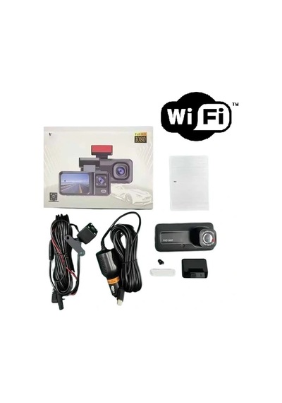 Hubrendy Çer Araç Kamerası - 3 Kameralı Wifi Ön , İç Ve Arka Full Hd Dvr Araç İçi Ekranlı Kamera