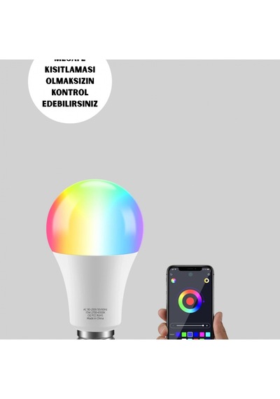 Akıllı Rgbw Led Ampul 9w, Wi-fi Kontrollü, 16 Milyon Renk Diğer