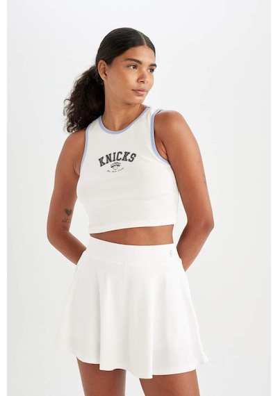 DeFactoFit NBA New York Knicks Cropped Fit Bisiklet Yaka Ribana Atlet C6316AX24HSER105