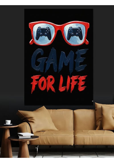 Karizma Tablo Kırmızı Gözlüklü Gamer Posteri Dekoratif Kanvas - Mdf Ahşap Tablo