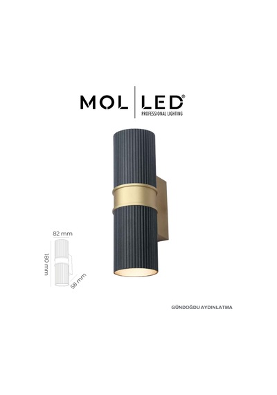 Molled Aura Serisi Siyah Gold Çift Yönlü Dekoratif Gu10 Duylu Aplik - Mol8120