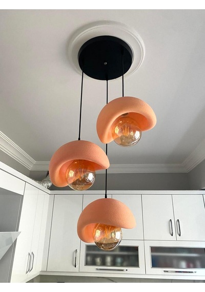 Beton Görünümlü Modern Şık İskandinav Tarz 3 Başlıklı Avize 25cm Ampul Dahil Değildir Nestvibe Pembe