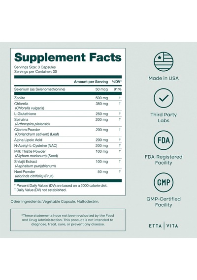 Etta Vita Zeolite Cleanse Megaformula 90 Veggie Kapsül Orijinal Usa Menşeii