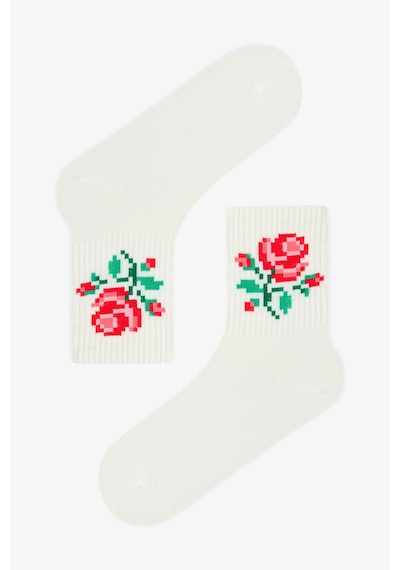 Penti Beyaz - Multi Pixel Rose 2'li Soket Çorap