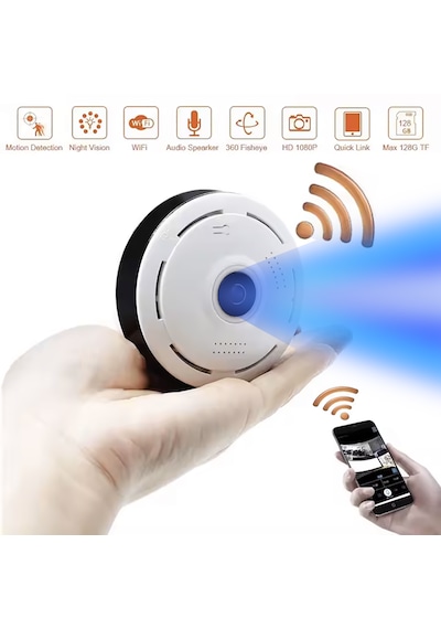 3 Mp Wifi Kablosuz Full Hd Geniş Açı Fish Eye Balık Gözü Kamera