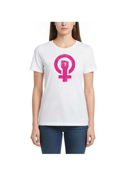 8 Mart Dünya Kadınlar Günü Baskılı Oversize Bisiklet Yaka T-shirt - Beyaz