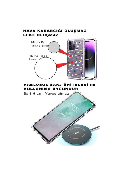 Prinrify Samsung Galaxy M30s Uyumlu Nazar Boncuğu 2 Baskılı Şeffaf Köşe Korumalı Antişok Kılıf
